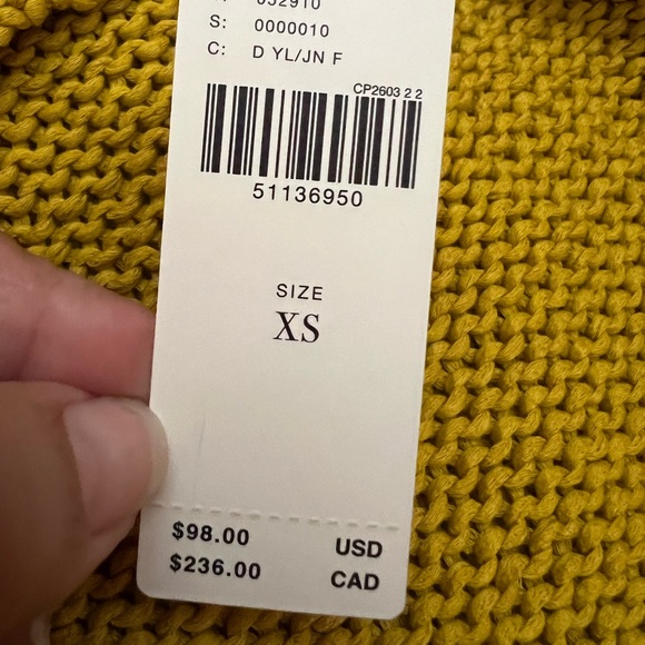 NWT Anthropologie Ruffled Off The Shoulder Knit Top in Mustard Size XS - Picture 9 of 12